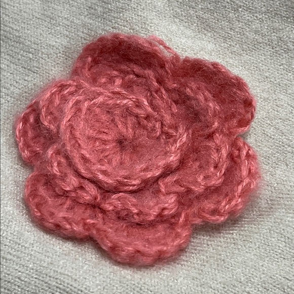 AAEDA Cottage Multi Color Crochet Flower Applique Open Front Lt Beige Cardigan L - Picture 5 of 16